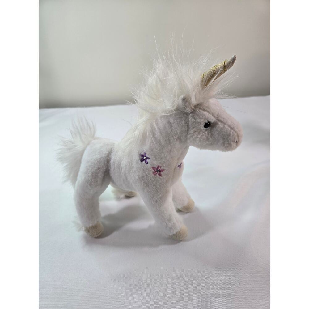Douglas Cuddle Toys Pax the Unicorn 8" Plush Stuffed Animal White with Flowers
